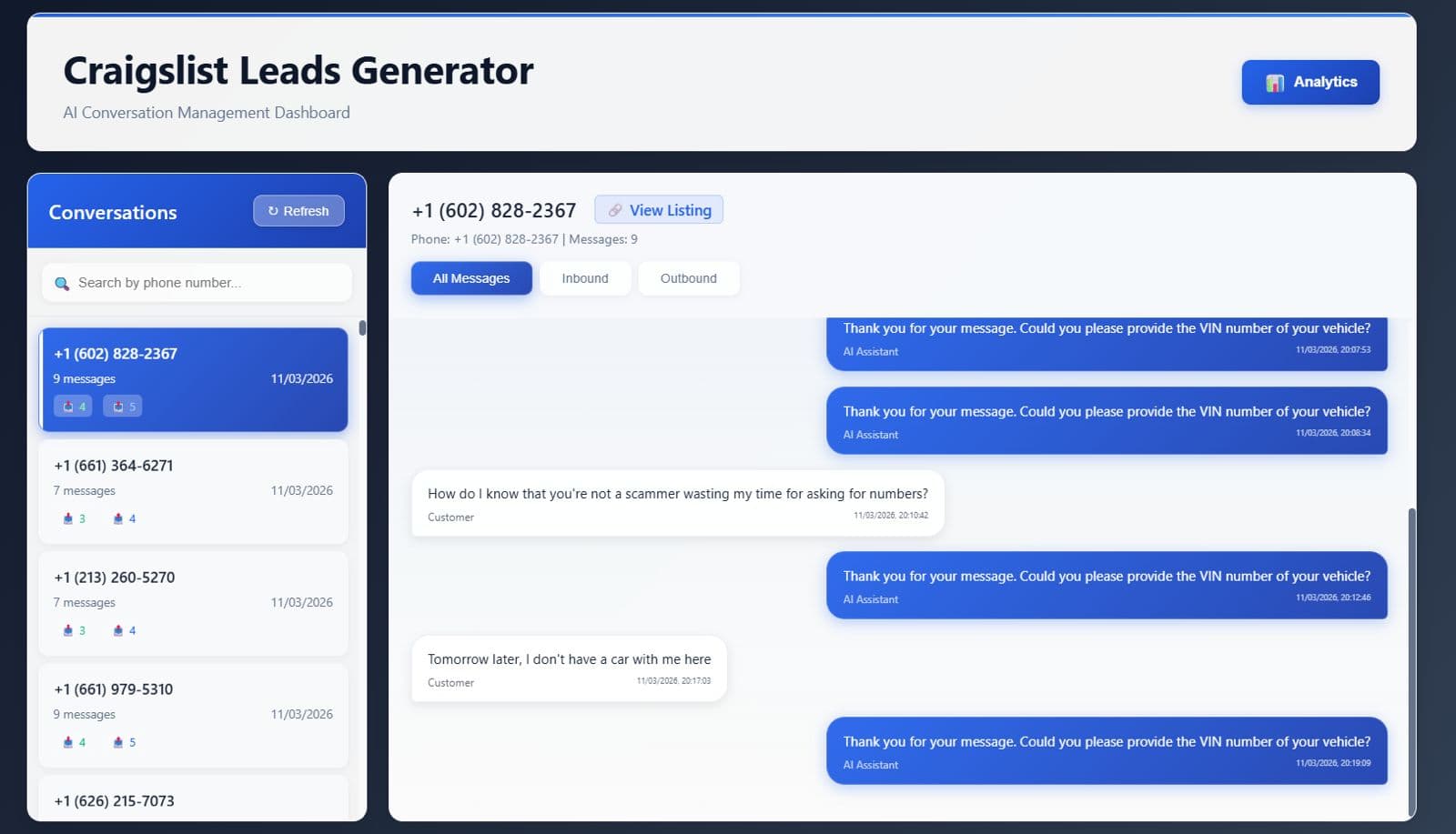 AutoLeads AI Craigslist Lead Generator